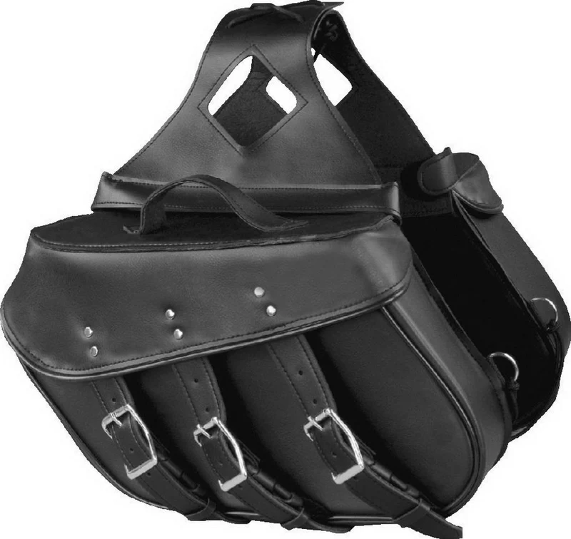 Milwaukee Leather SH55103ZB Zip Off Black Plain PVC Three Strap Motorcycle Saddlebags Black / One Size