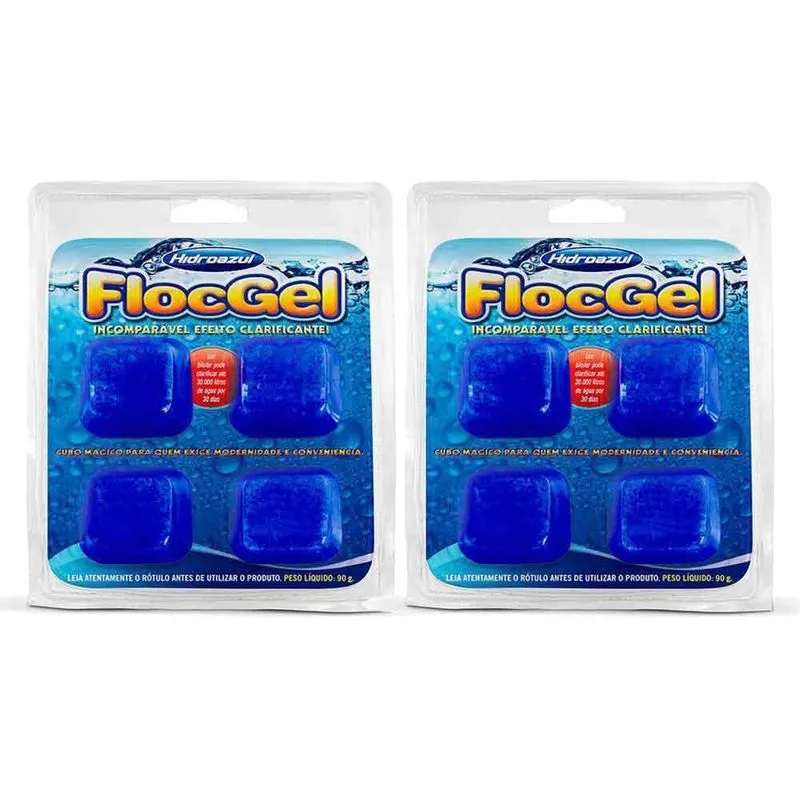 Kit 2x Floc Gel Clarificante Hidroazul 4 Pastilhas 90 Gr