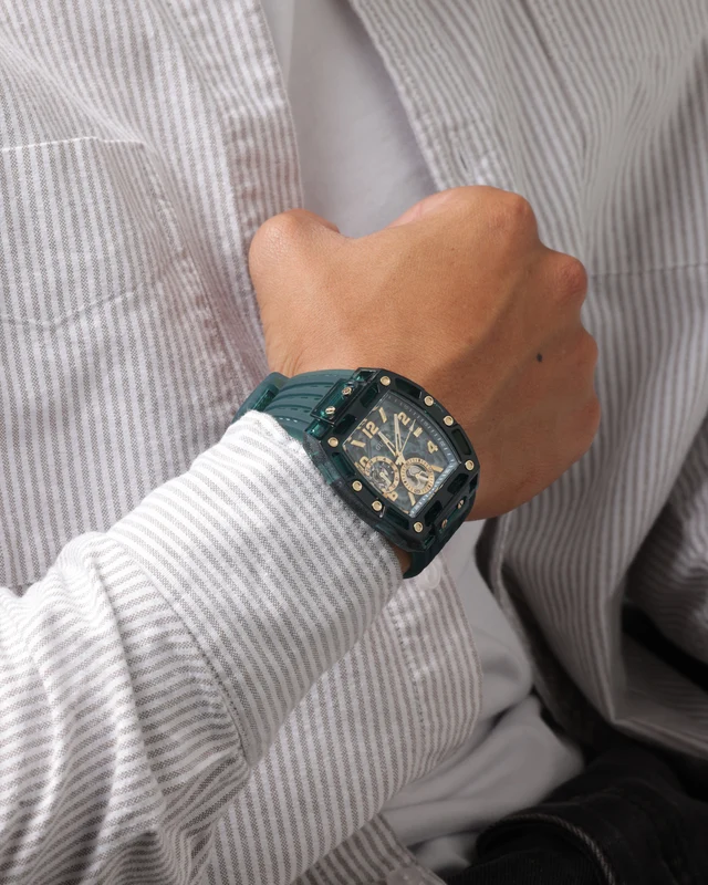 Guess Mainline Phoenix Transparent Teal Silicone Watch Teal ONE