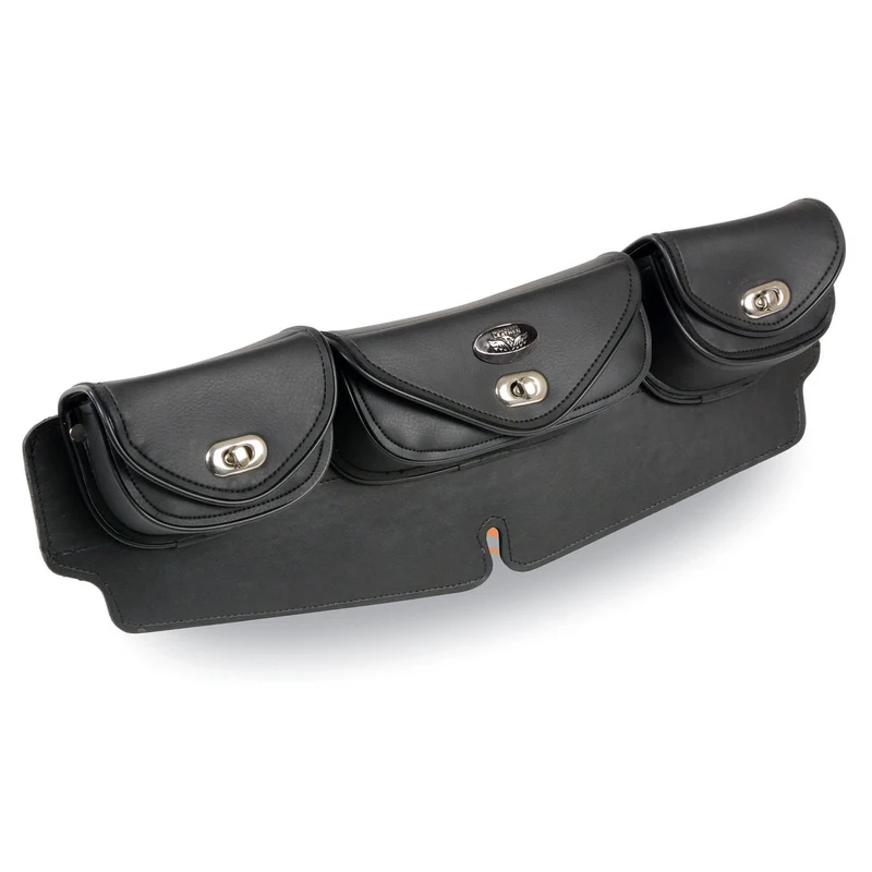 Milwaukee Leather SH67101 Large Triple Pocket Windshield Mount Bag Black / One Size