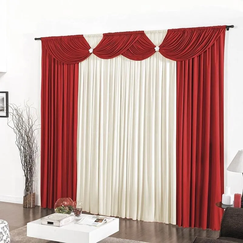 Cortina Casa Dona Luxo Floripa Vermelho com Bege 400x280 cm