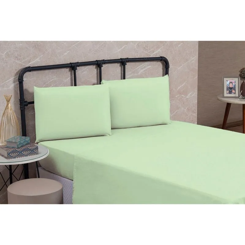 Lençol Queen Sem Elástico Percal 200 Fios 100% Algodão 01 Peça com Bainha Lindo e Macio Cama Box