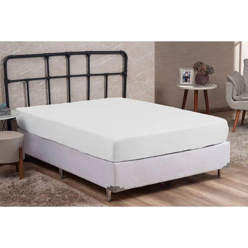 Lençol Queen com Elástico Avulso Liso Percal 200 Fios 100% Algodão 01 Peça Lindo e Macio Cama Box