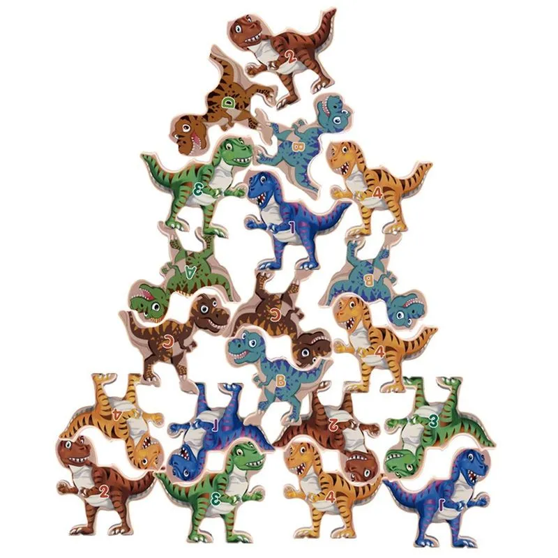 Jogo de tabuleiro Stack High Cartoon Animal Balance Game Interação pai-filho Brinquedo de dinossauro