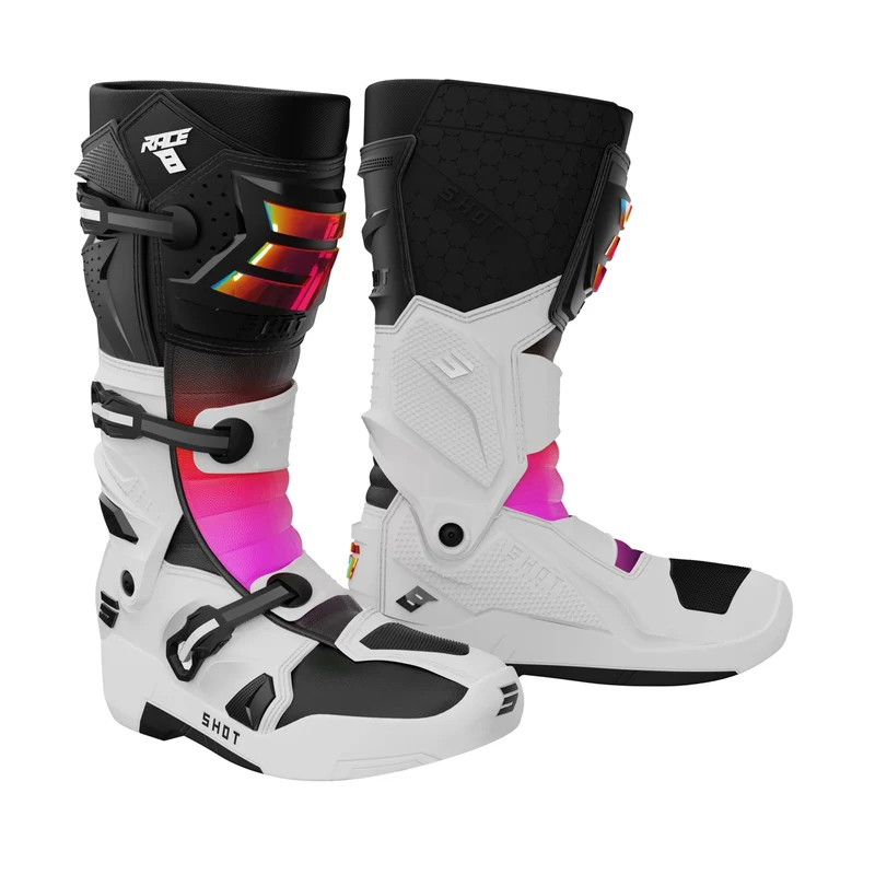 SHOT RACE 8 BOTAS DE MOTO BRANCO ROSA 45