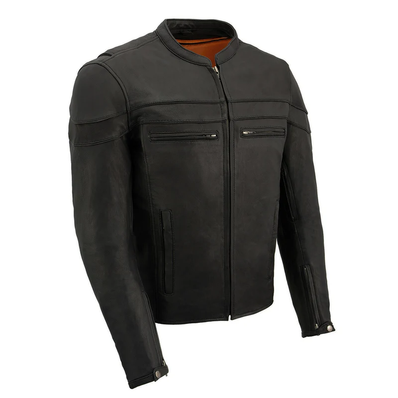 Milwaukee Leather ML1408 Men's Black 'Savage' Sporty Crossover Leather Jacket Black / 4X-Large