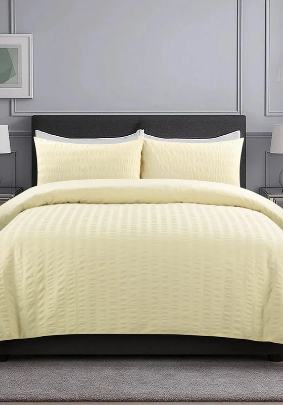 Seersucker Duvet Cover Set - Cream Buttermilk / King