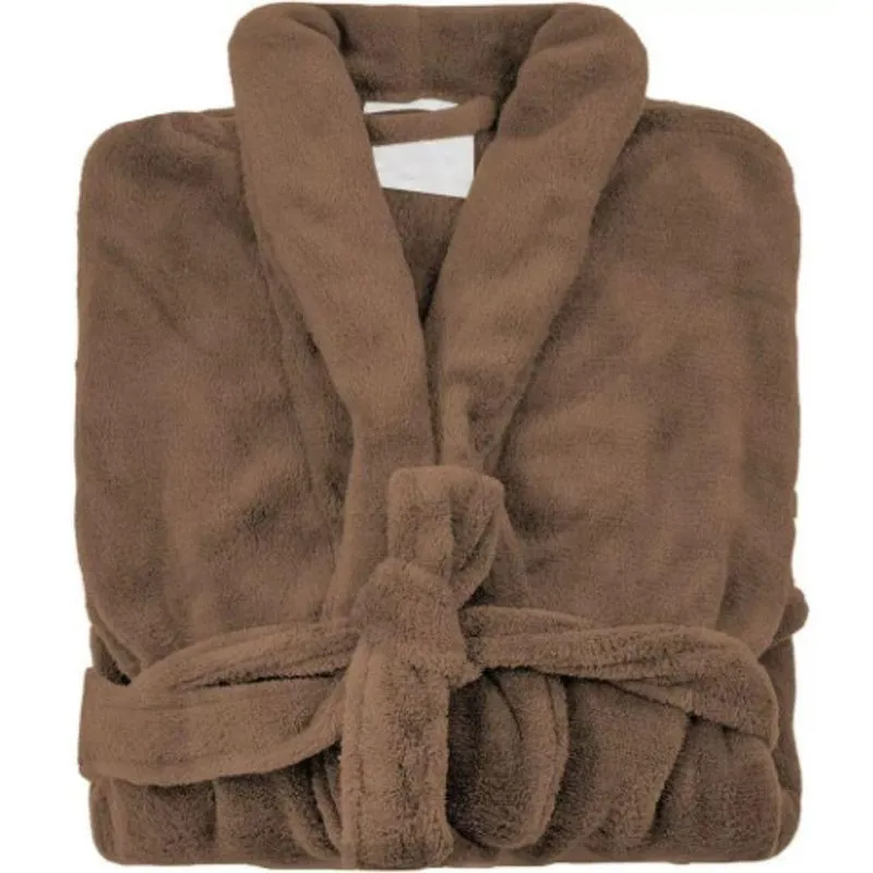 Roupão Plush Microfibra Adulto Extra Macio Unissex em Poliéster Tamanho Único 1 Peça Marrom OEM