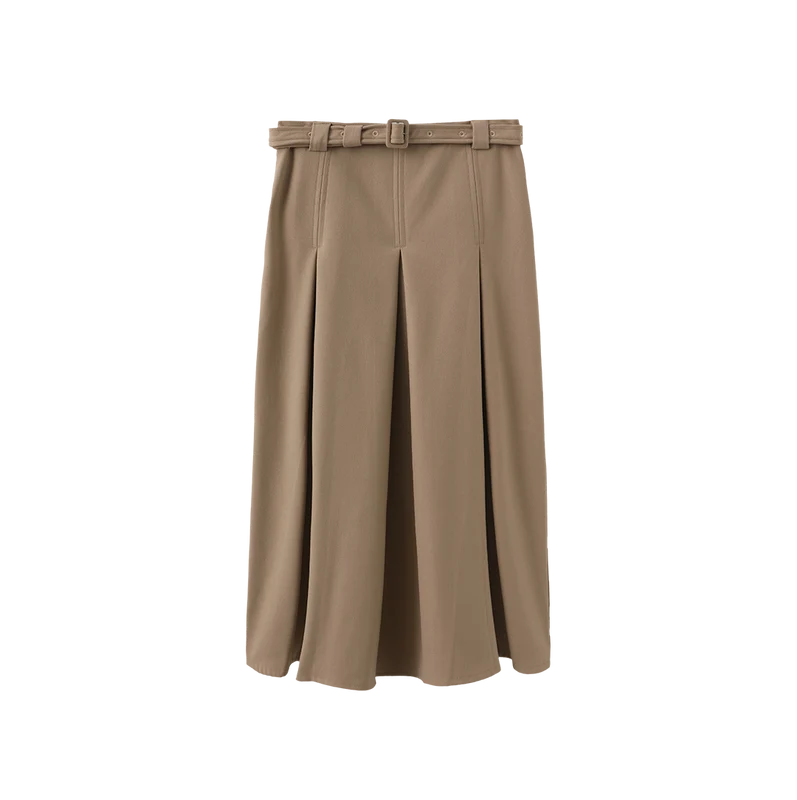 MALLORY AND MERLOT MOCHA WOOL MIDI SKIRT 16