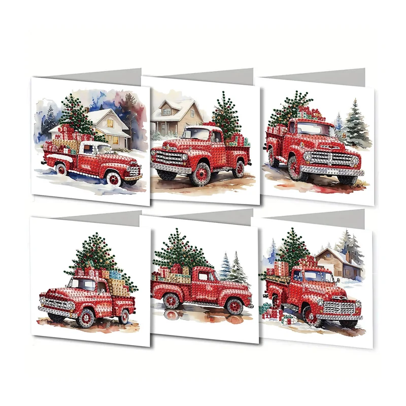 Poppy Crafts Diamond Art Greeting Card Kit #108 - Christmas Trucks