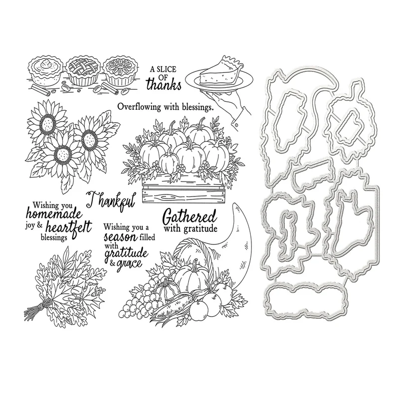 Poppy Crafts Cutting Dies & Stamp Set #265 - Harvest Gratitude
