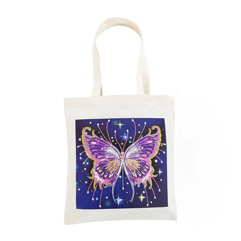 Poppy Crafts Diamond Art Tote Bag Kit #23 - Purple Butterfly