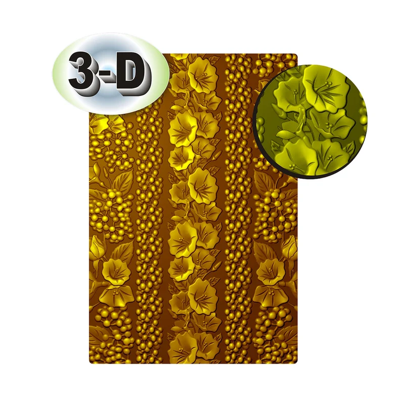 Poppy Crafts 3D Embossing Folder #327 - Floral & Berry Pattern