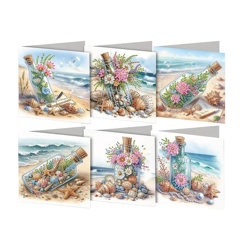 Poppy Crafts Diamond Art Greeting Card Kit #110 - Seaside Bottles