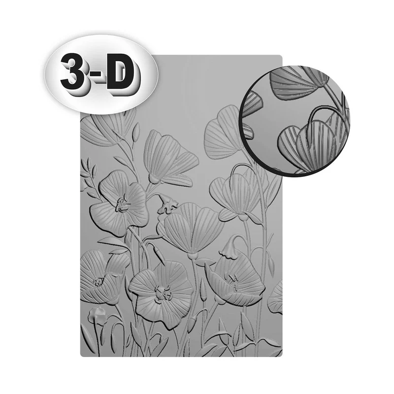 Poppy Crafts 3D Embossing Folder #166 - Poppies