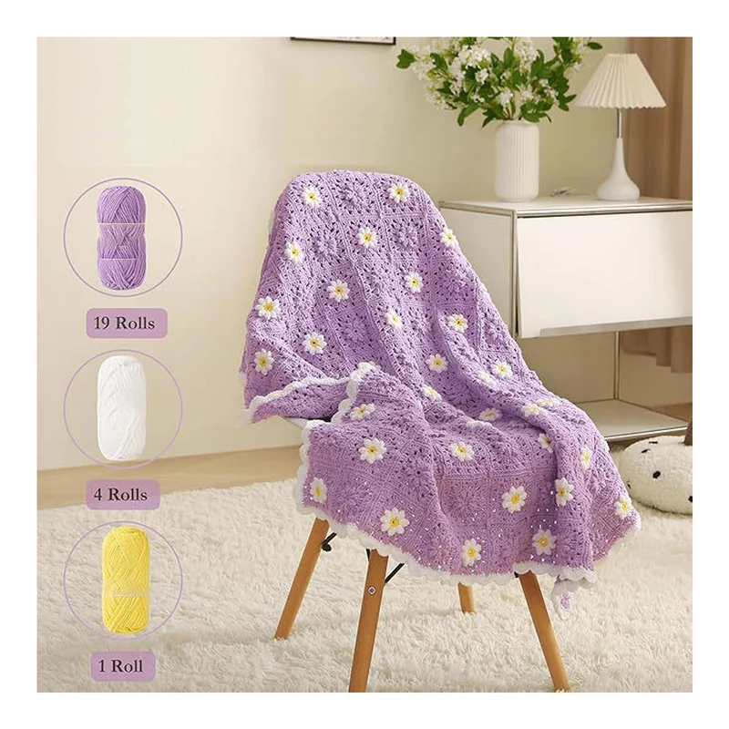Poppy Crafts Crochet Blanket Kit #4 - Lavender Lilac