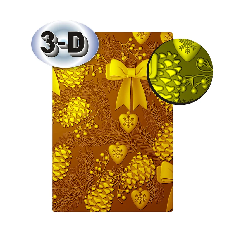 Poppy Crafts 3D Embossing Folder #340 - Christmas Pinecones