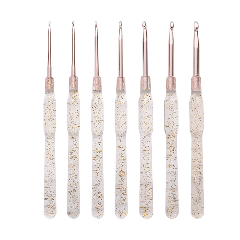 Poppy Crafts Crochet Hook Set #27 - Clear w/ Gold Glitter