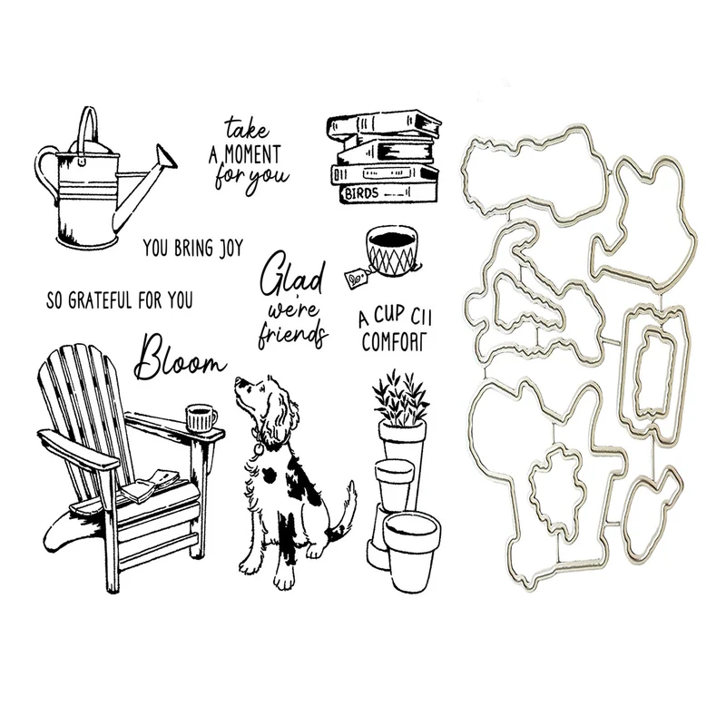 Poppy Crafts Cutting Dies & Stamp Set #264 - Garden Comfort