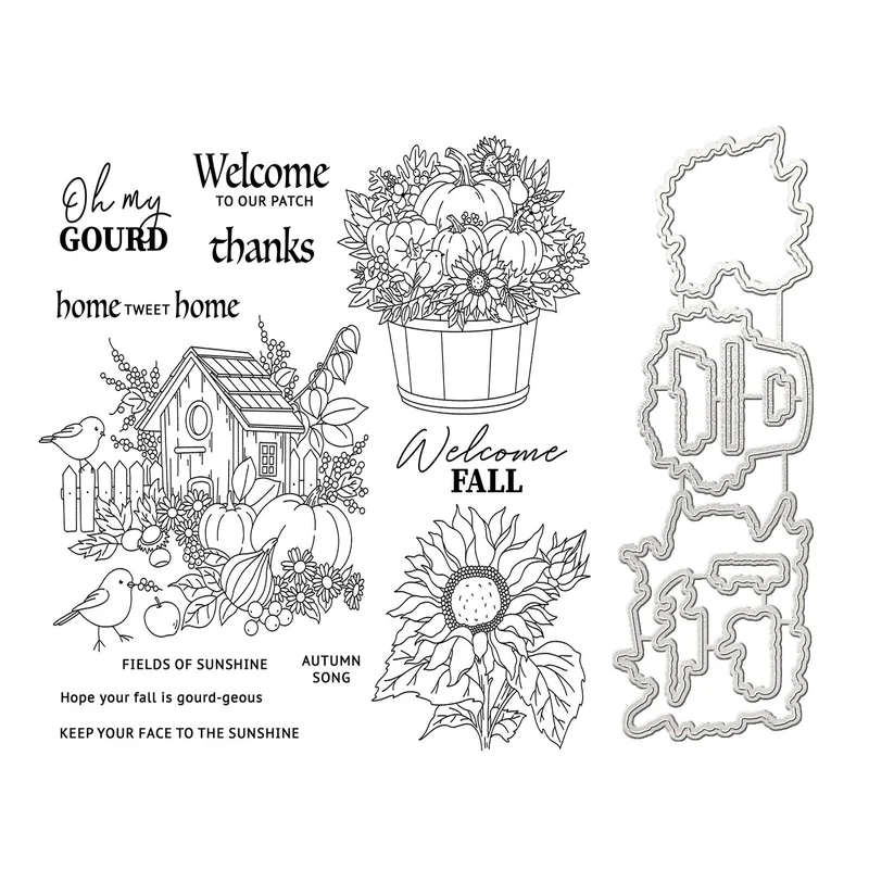 Poppy Crafts Cutting Dies & Stamp Set #266 - Autumn Welcome