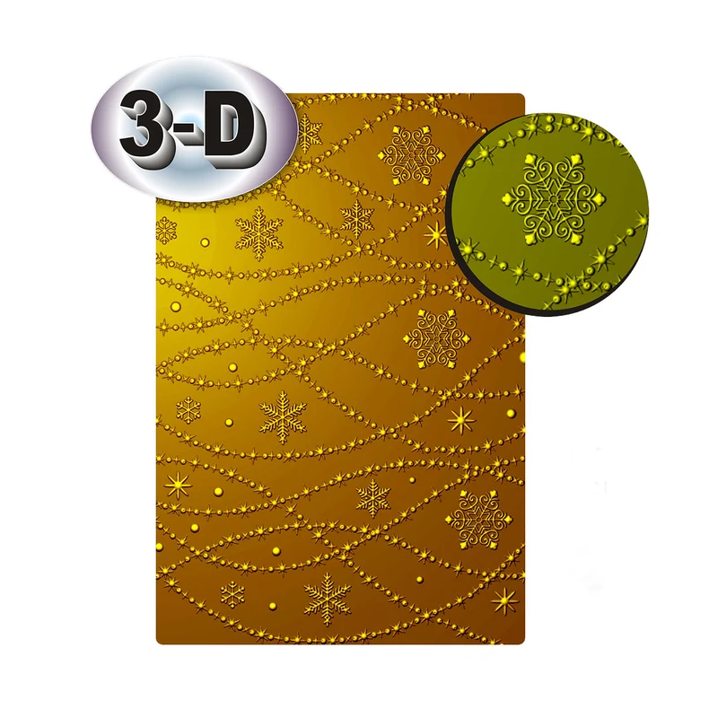 Poppy Crafts 3D Embossing Folder #335 - Snowflakes & Garland