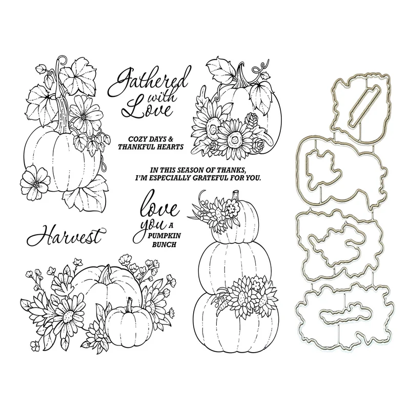 Poppy Crafts Cutting Dies & Stamp Set #263 - Harvest Love