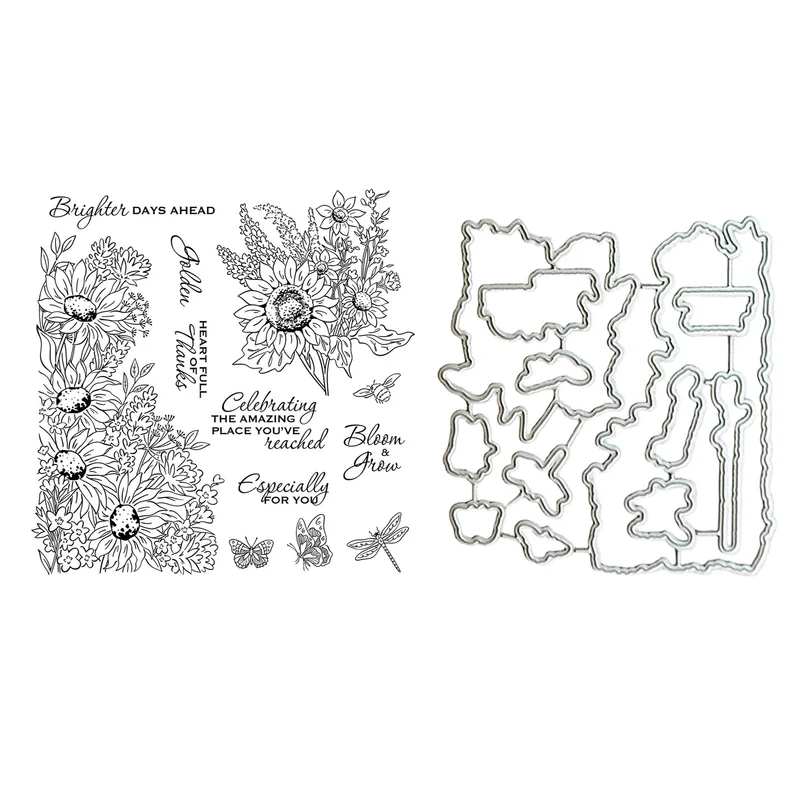 Poppy Crafts Cutting Dies & Stamp Set #260 - Sunflower Celebration