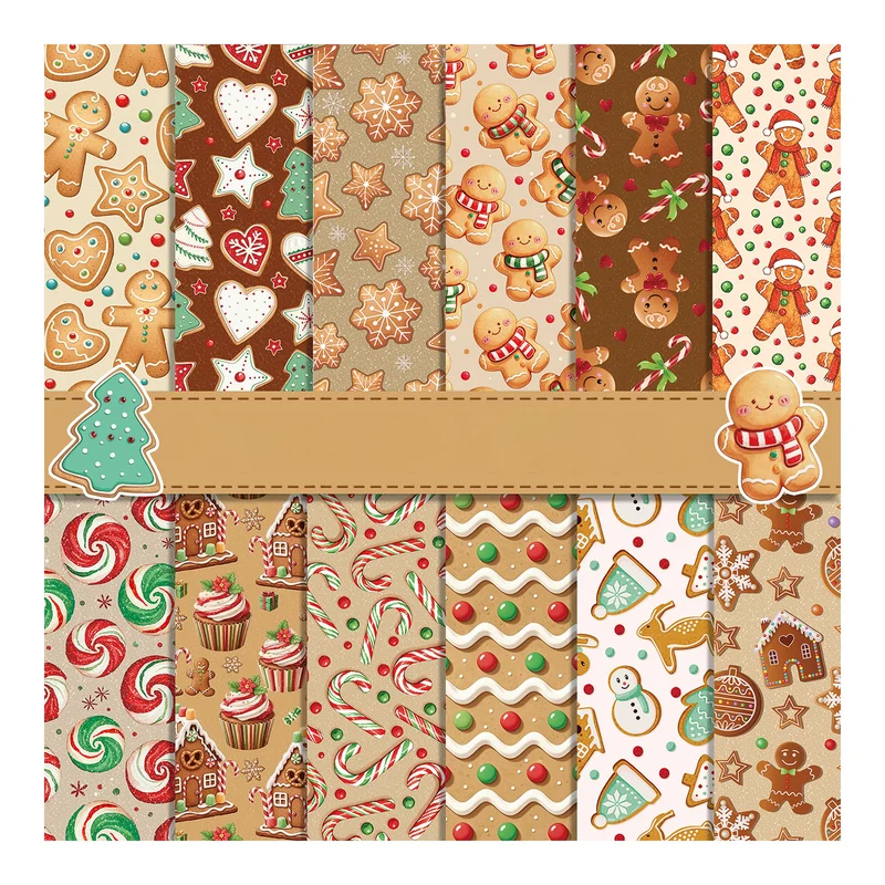 Poppy Crafts 12" x 12" Paper Pack #196 - Gingerbread Christmas