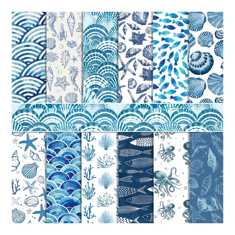 Poppy Crafts 12" x 12" Paper Pack #195 - Ocean Blue
