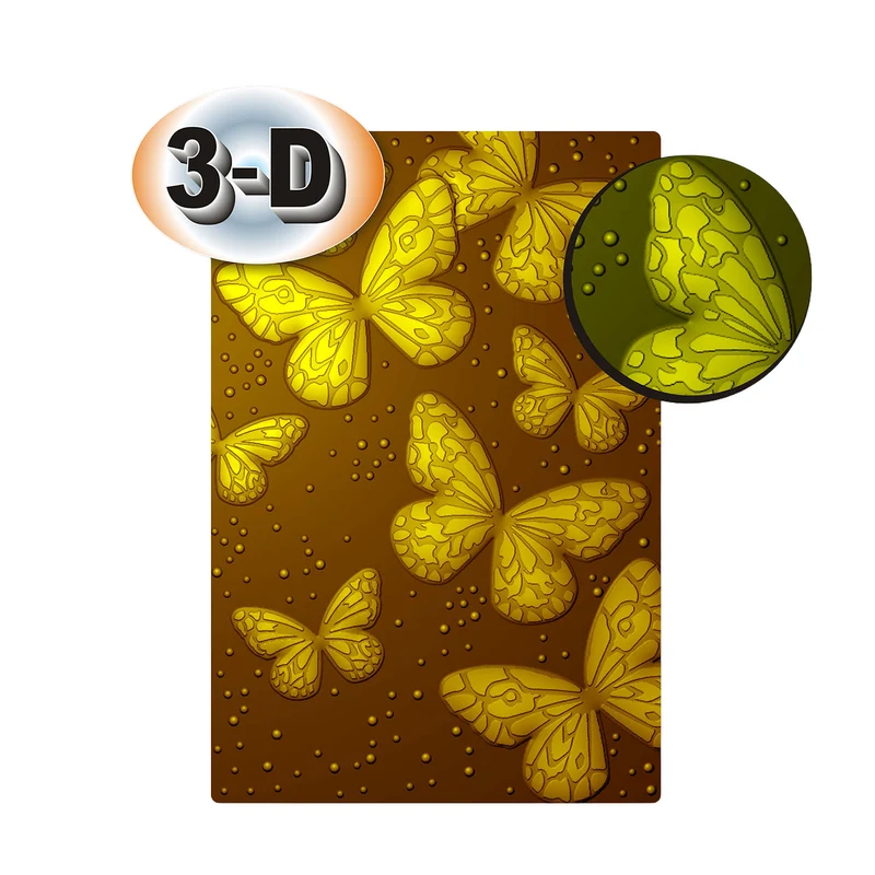 Poppy Crafts 3D Embossing Folder #328 - Butterfly Pattern