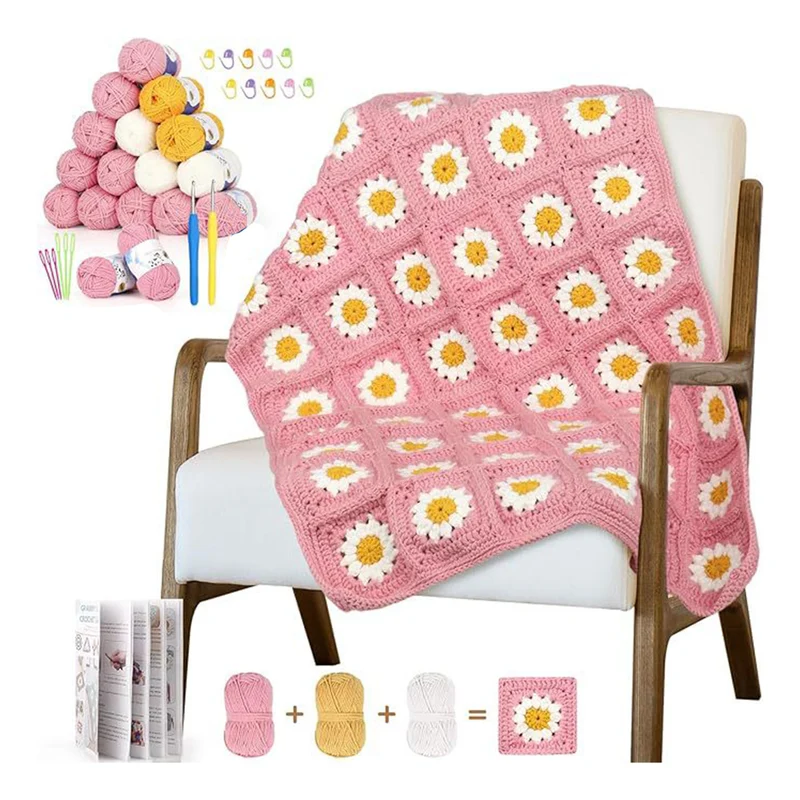 Poppy Crafts Crochet Blanket Kit #2 - Blush Pink