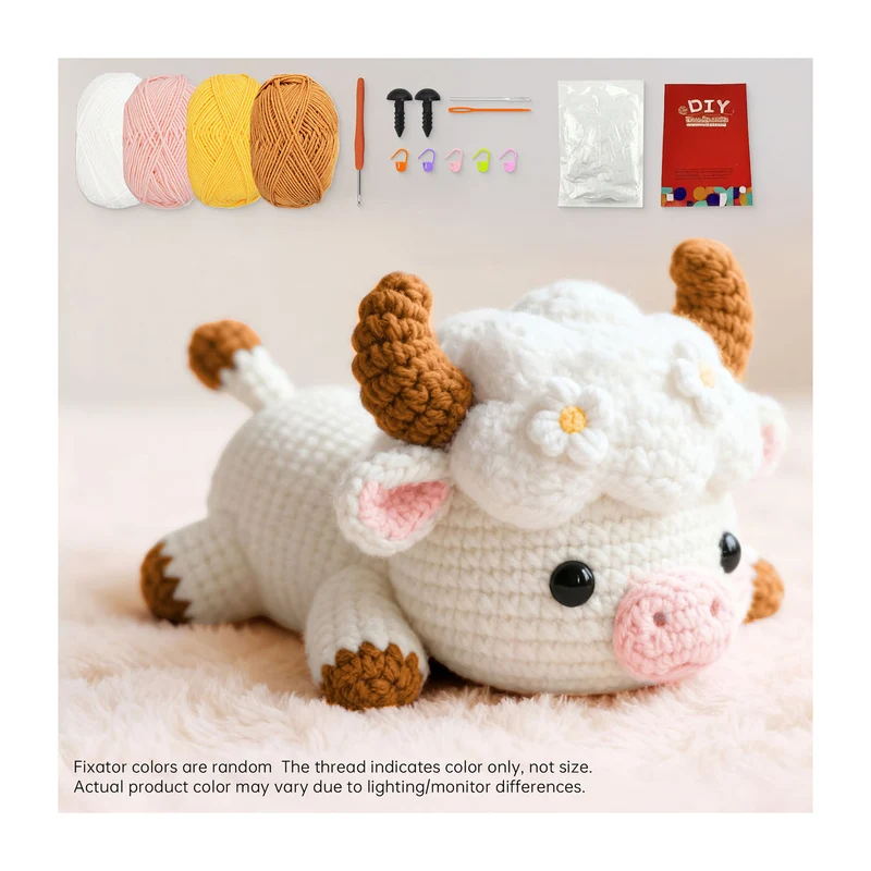 Poppy Crafts Learn to Crochet Kit #84 - Cute Cow Amigurumi