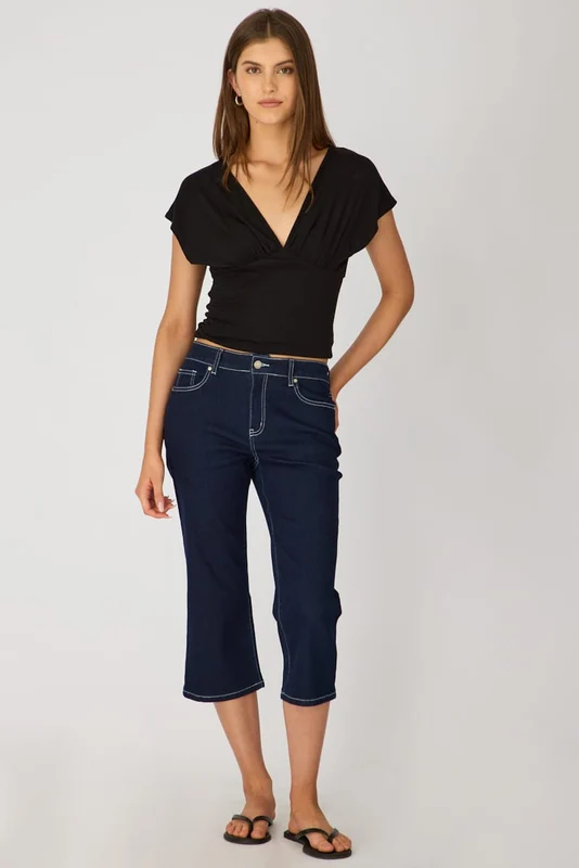 Denim Calve Length Jeans Low Rise Stretch 14L