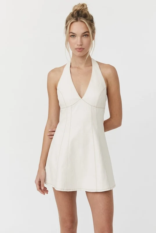 White Halter Neck Mini Dress 12M