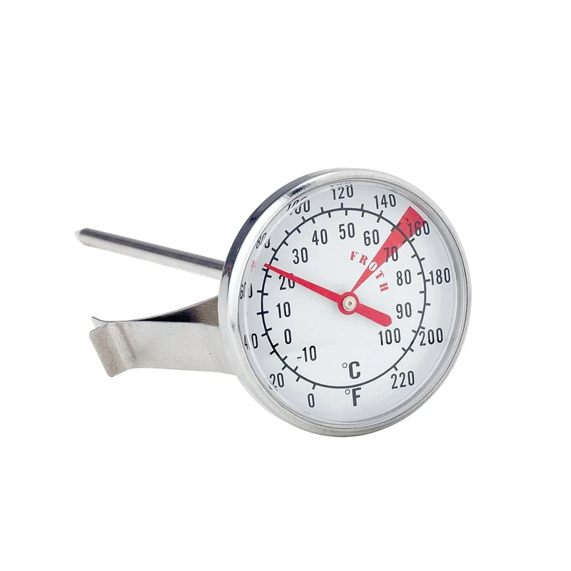 Cuisena Stainless Steel 44mm Dial Round Milk Thermometer Probe w/ Clip Silver KG Super Store