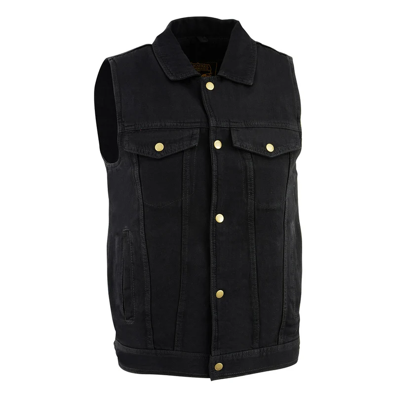 Milwaukee Leather Men's Ringo Black Denim Motorcycle Biker Riders Vest - DM1331 Black / 3X-Large