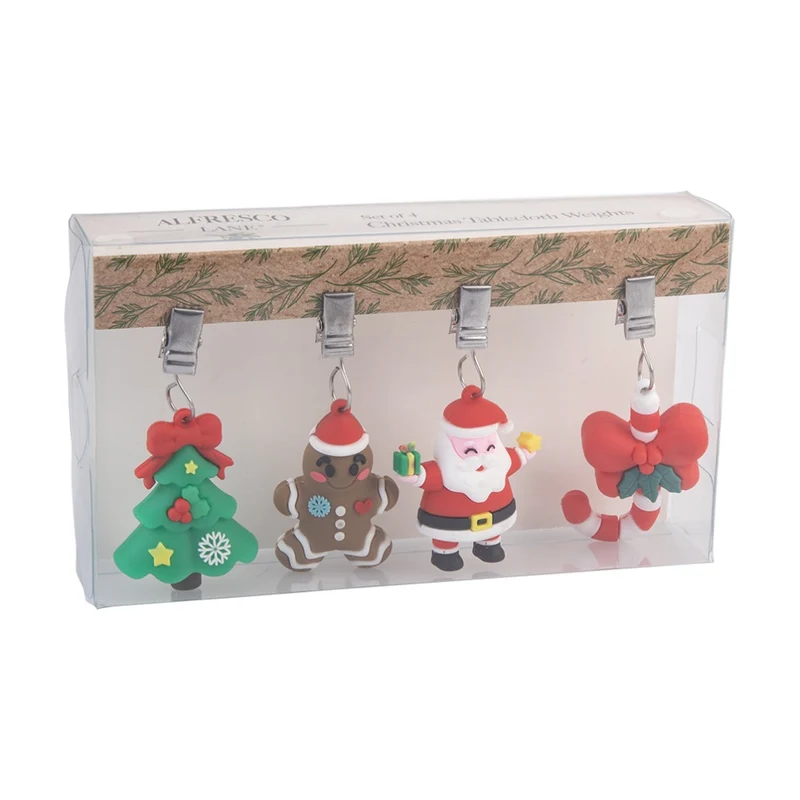 Alfresco Lane 4pc Outdoor Tablecloth Weights Set Festive Design Christmas KG Super Store