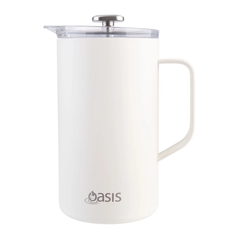 Oasis Stainless Steel Double Wall Insulated Coffee Press - 4 Cup - 600ml (Alabaster) PurpleSpoilz
