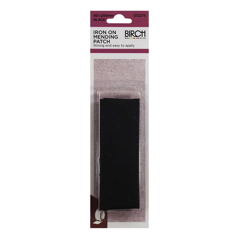 Birch Iron On Mending Patch Black / 90 x 255mm / One Size