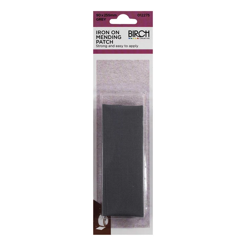 Birch Iron On Mending Patch Grey / 90 x 255mm / One Size