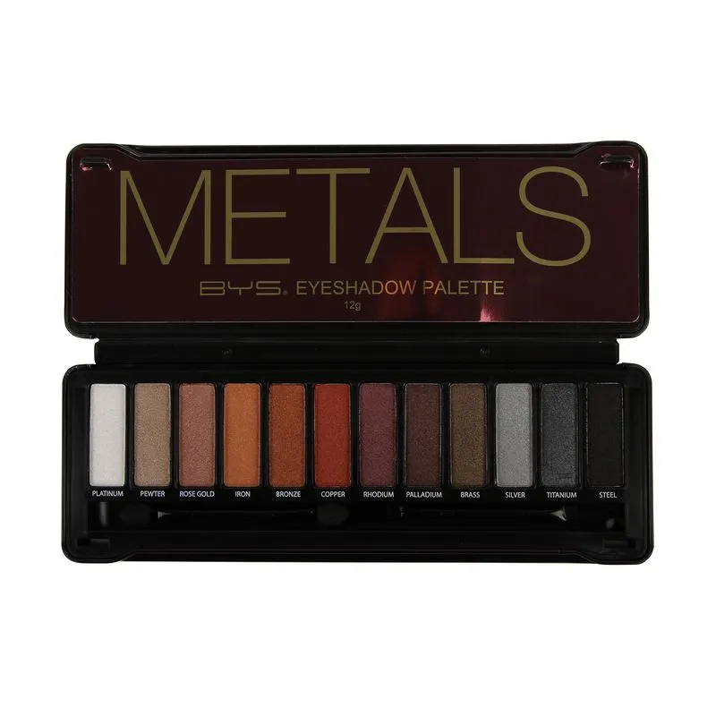 Paleta De Sombras Bys Metals Com 12 Sombras E 2 Aplicadores