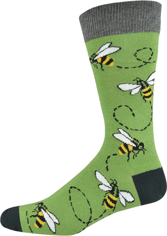 Bamboozld Mens Buzzing Bee Bamboo Socks (BBW19BUZR) Green 7-11