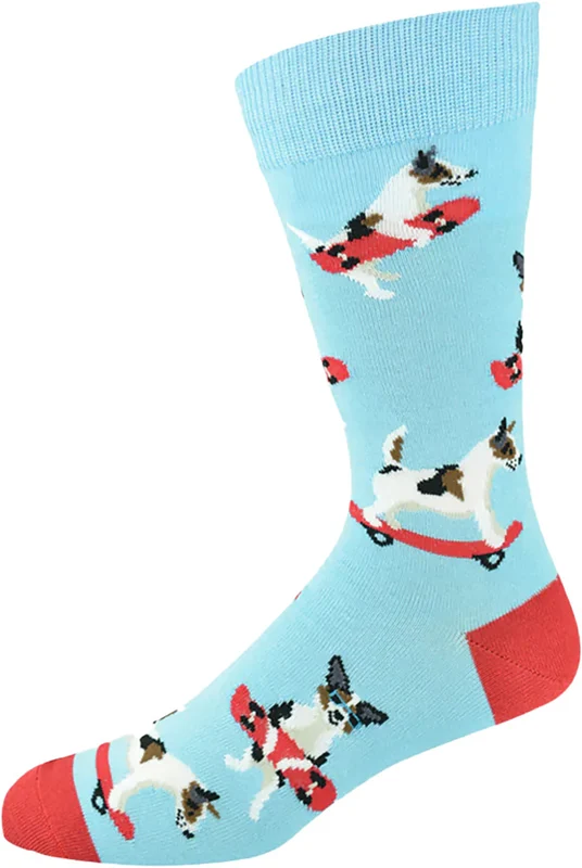 Bamboozld Mens Jack Russell Bamboo Socks (BBS19JACKRUSSELL) Sky 7-11