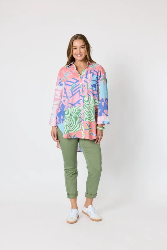 Threadz Womens Urban Jungle Print Shirt Musk/Multi / M/12