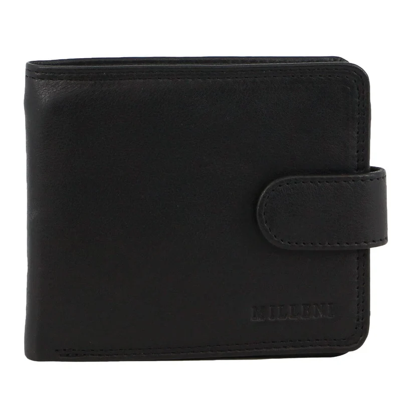Milleni Men's Leather Tab Cash/Card Zone Protected RFID Wallet 11.5cm Black Orquestra