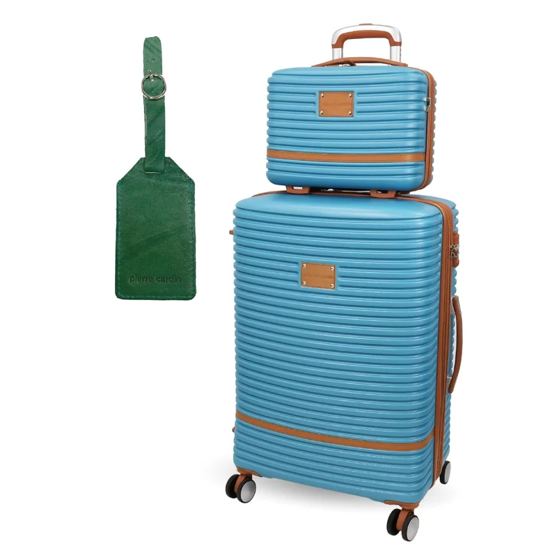 Pierre Cardin Medium Hardshell Suitcase and Beauty Case Set (Blue) Orquestra