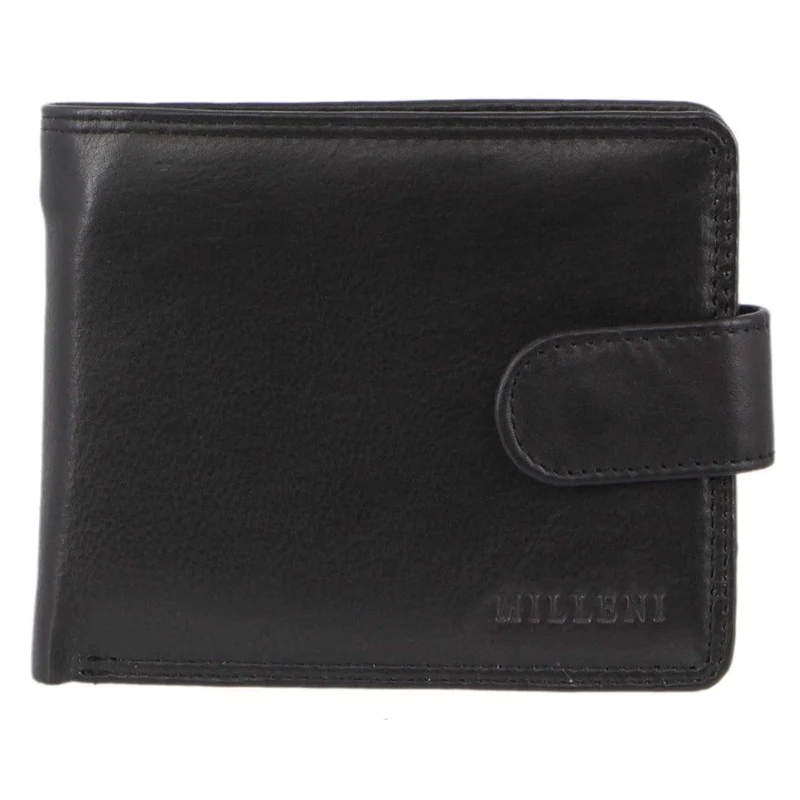 Milleni Men's Leather Tab Cash/Card RFID Protected Wallet 11xcm Black Orquestra