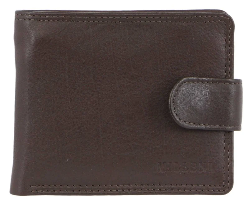 Milleni Men's Leather Tab Cash/Card RFID Protected Wallet 11x9.5cm Brown Orquestra