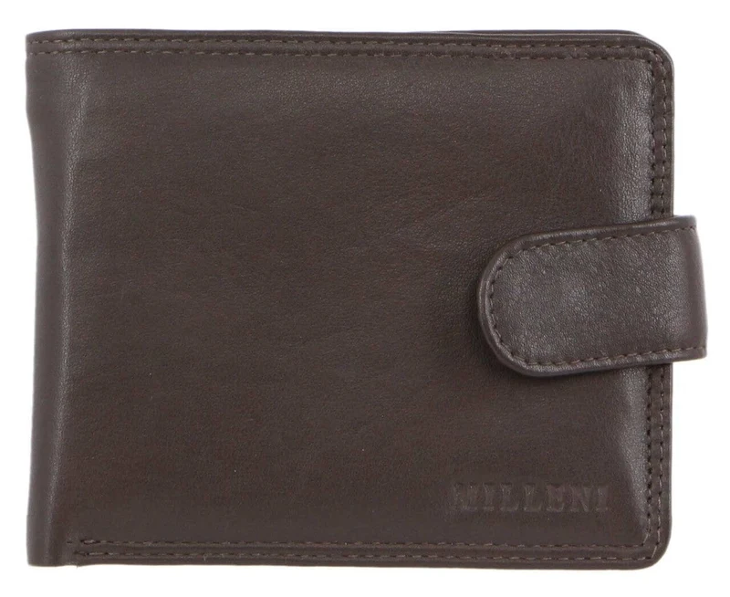 Milleni Men's Leather Tab Card/Cash RFID Protected Wallet 11cm Brown Orquestra