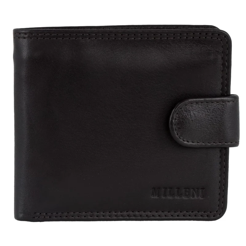Milleni Men's Leather Card/Cash RFID Protected Tab Wallet 11cm Black Orquestra